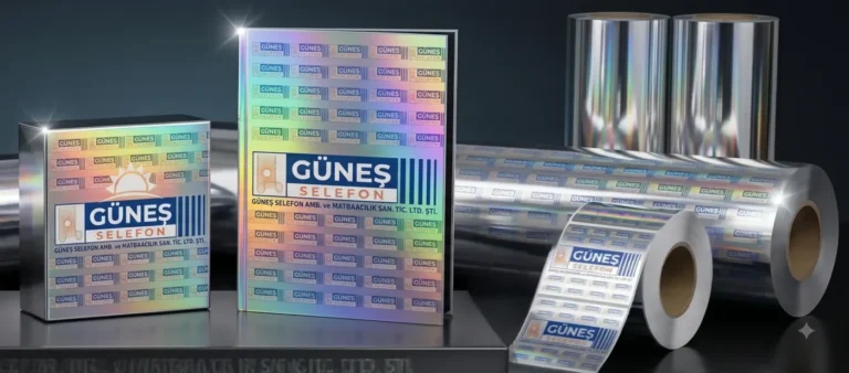 Hologram metalize selefon kaplanmış Güneş Selefon logolu kutu, katalog ve film ruloları